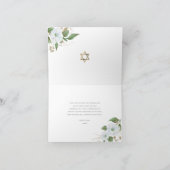Bat Mitzvah Black Gold Script Waterverf Floral Bedankkaart (Binnen)