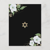 Bat Mitzvah Black Gold Script Waterverf Floral Informatiekaartje (Achterkant)
