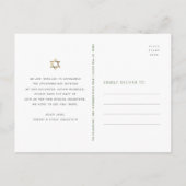 Bat Mitzvah Black Gold Script Waterverf Floral Uitnodiging Briefkaart (Achterkant)