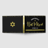 Bat Mitzvah Black Script Modern Real Gold Folie Gastenboek (Volledig)