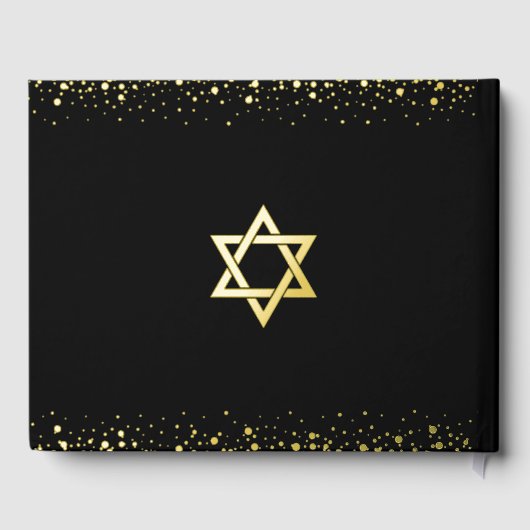 Bat Mitzvah Black Script Modern Real Gold Folie Gastenboek (Achterkant)