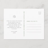 Bat Mitzvah Black Silver Script Floral bedankt Briefkaart (Achterkant)