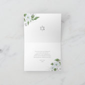 Bat Mitzvah Black Silver Script Floral Waterverf Bedankkaart (Binnen)