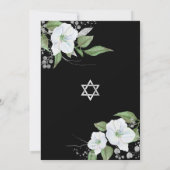 Bat Mitzvah Black Silver Script Floral Waterverf Kaart (Achterkant)