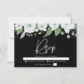 Bat Mitzvah Black Silver Script Floral Waterverf RSVP Kaartje (Voorkant)