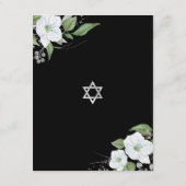 Bat Mitzvah Black Silver Script Waterverf Floral Informatiekaartje (Achterkant)