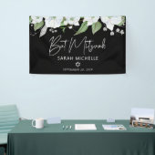 Bat Mitzvah Black Silver Script Waterverf Floral Spandoek (Beurs)