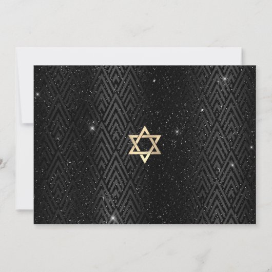 Bat Mitzvah Black Tree of Life Script Gold Foil Kaart (Achterkant)