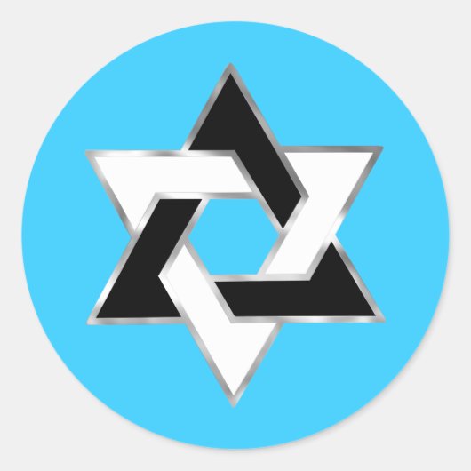 Bat Mitzvah Black White Star van David op elke kle Ronde Sticker (Voorkant)
