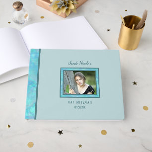 Bat Mitzvah Blau Opal Bijzondere Gelegenheid Foto Gastenboek