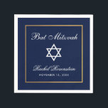 Bat Mitzvah blauw en goud Servet<br><div class="desc">Bat Mitzvah Blauw en Gouden Papier Servet</div>