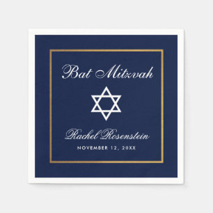 Bat Mitzvah blauw en goud Servet