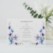BAT MITZVAH | Blauw en violet Waterverf Bloemen 2 Kaart (Staand voorkant)