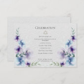 BAT MITZVAH | Blauw en violet Waterverf Bloemen 2 Kaart (Voorkant / Achterkant)