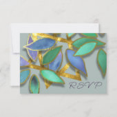 Bat Mitzvah Blauw Groene Waterverf Petals over Sta Kaart (Voorkant)