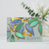 Bat Mitzvah Blauw Groene Waterverf Petals over Sta Kaart (Staand voorkant)