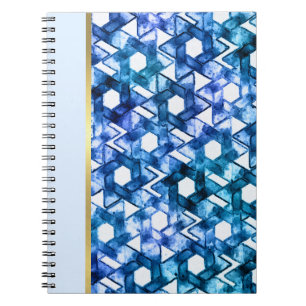 Bat Mitzvah Blauw Medley Aquarel Ster Damast Notitieboek