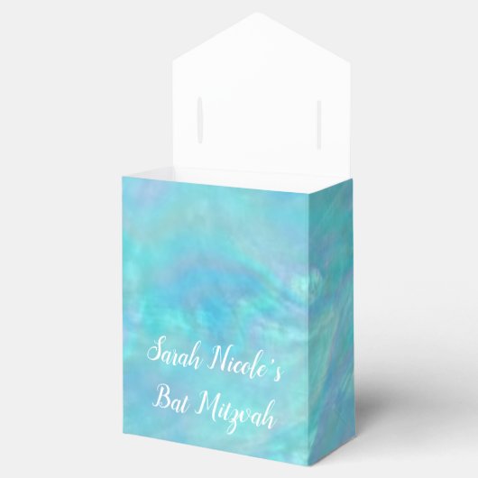 Bat Mitzvah Blauw Opal Modern Chic Glam Party Bedankdoosjes (Geopend)