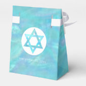 Bat Mitzvah Blauw Opal Modern Chic Glam Party Bedankdoosjes (Achterkant)