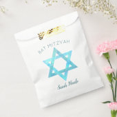Bat Mitzvah Blauw Opal Star van David Glam Party Bedankzakje (Gezegeld)