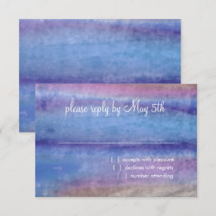 Bat Mitzvah Blauw Paarse Aquarel Strepen RSVP Kaartje