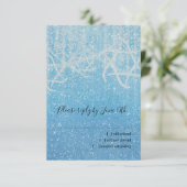 Bat Mitzvah Blauw Wit Extra Sparkly RSVP Kaartje (Staand voorkant)