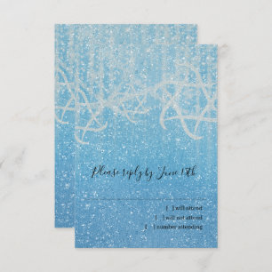 Bat Mitzvah Blauw Wit Extra Sparkly RSVP Kaartje