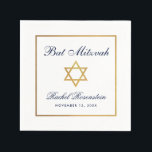Bat Mitzvah Blauw Wit Goud Servet<br><div class="desc">Bat Mitzvah Blauw Wit Goud Papier Servet</div>