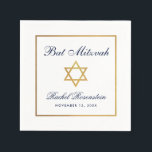Bat Mitzvah Blauw Wit Goud Servet<br><div class="desc">Bat Mitzvah Blauw Wit Goud Papier Servet</div>