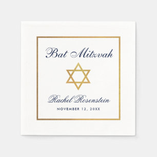 Bat Mitzvah Blauw Wit Goud Servet