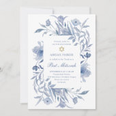 Bat Mitzvah | Blauw-witte bloemenchinoiserie Kaart (Voorkant)