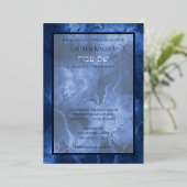 Bat Mitzvah Blauwe Waterverf Bloemen Uitnodiging (Staand Voorkant)