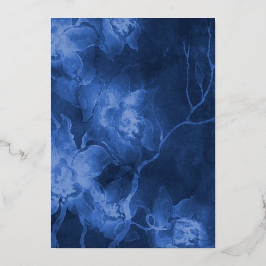 Bat Mitzvah Blauwe Waterverf Bloemen Uitnodiging (Achterkant)