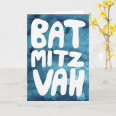 BAT MITZVAH  Blauwe Waterverf Gefeliciteerd Kaart (Gele Bloem)