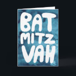 BAT MITZVAH  Blauwe Waterverf Gefeliciteerd Kaart<br><div class="desc">Hand getekende tekst door mij voor u met een kleurrijke waterverf achtergrond. Voeg je eigen tekst toe aan de binnenkant van de kaart. Kijk voor meer design en kleuren in mijn winkel! Of laat het me weten als je iets op maat wilt. Ik heb ook bijpassend inpakpapier en natuurlijk zowel...</div>