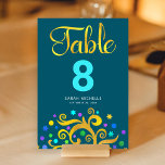 Bat Mitzvah Blauwgroen Blauw Gouden Folieboom Life Kaart<br><div class="desc">Geen Bat Mitzvah partij is volledig zonder de gepersonaliseerde kaarten van het lijstaantal. Laat je favoriete Bat Mitzvah trots zijn, blij en vieren haar mijlpaal op haar perfect gecoördineerde feest. Deze geavanceerde, stijlvolle, verbluffende, abstracte, faux gouden folie met een dun turquoise, blauwgroen, paarse en blauwe ster van David en puntige...</div>