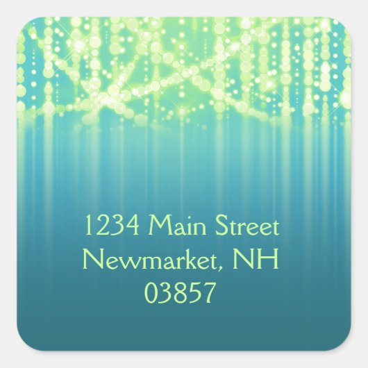 Bat Mitzvah Blauwgroen Blue Lime Green Sparkly Lig Vierkante Sticker (Voorkant)