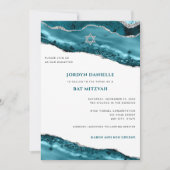 Bat Mitzvah Blauwgroen en Silver Agate Modern Kaart (Voorkant)