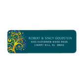 Bat Mitzvah Blauwgroen Gold Tree of Life Retouradr Etiket (Voorkant)