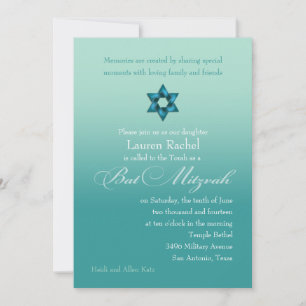 Bat Mitzvah Blauwgroen Ombre met Star Kaart