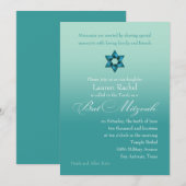 Bat Mitzvah Blauwgroen Ombre met Star Kaart (Voorkant / Achterkant)