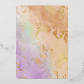 Bat Mitzvah Bloemen Waterverf Paarse Perzik Folie Uitnodiging (Achterkant)