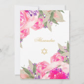 Bat Mitzvah Bloemen Wit Goud Kleur Joods Kaart (Achterkant)