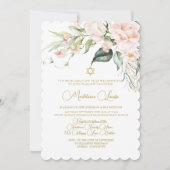 Bat Mitzvah Bloemenroze Waterverf Elegant Kaart (Voorkant)