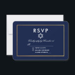 Bat Mitzvah Blue en Gold RSVP Kaartje<br><div class="desc">Bat Mitzvah Blauw en Gouden RSVP-kaart</div>