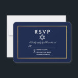 Bat Mitzvah Blue en Gold RSVP Kaartje<br><div class="desc">Bat Mitzvah Blauw en Gouden RSVP-kaart</div>