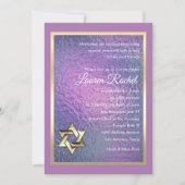 Bat Mitzvah Blue en Paarse Folie Faux Kaart (Voorkant)