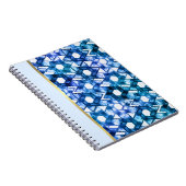 Bat Mitzvah Blue Medley Waterverf Star Damask Notitieboek (Rechterzijde)