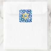 Bat Mitzvah Blue Medley Waterverf Star Damask Vierkante Sticker (Tas)