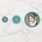 Bat Mitzvah Blue Opal Faux Waterverf Foto Confetti (Voorkanten)